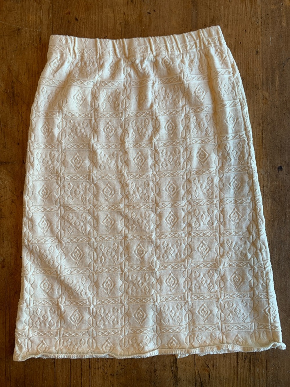 Cream Textured Pencil Skirt with Peruvian Cotton